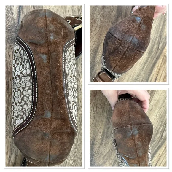 COACH Vintage Y2K Mini Soho Crescent Hobo Shoulder Bag Brown Tan Monogram VGUC - Picture 11 of 17